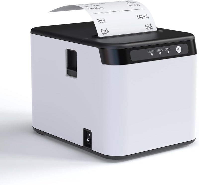Bisofice طابعة إيصالات 80 مم طابعة حرارية ESC/POS طابعة مكتبية طباعة مباشرة اتصال USB + LAN كفاءة عالية مع قاطع تلقائي سلة ورق كبيرة للأعمال التجارية والشحن والمطاعم والمطابخ والسوبرماركت - Image 1